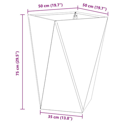 Planteringskärl 2 pcs Svart 50 x 50 x 75 cm Stål