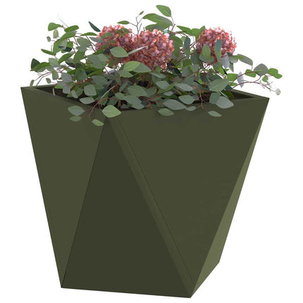 Planteringskärl 2 pcs Olivgrön 30 x 30 x 30 cm Stål