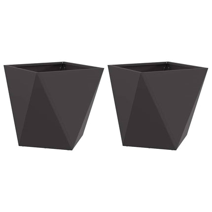 Planteringskärl 2 pcs Svart 40 x 40 x 40 cm Stål