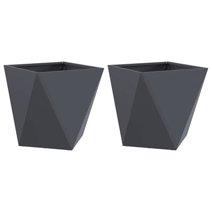 Planteringskärl 2 pcs Antracit 40 x 40 x 40 cm Stål