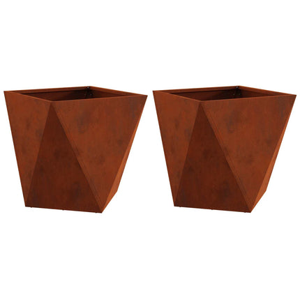 Planteringskärl 2 pcs Rostig 40 x 40 x 40 cm