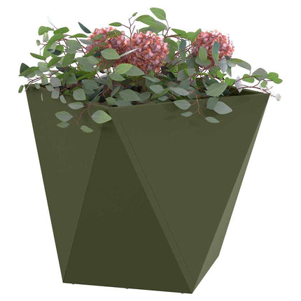 Planteringskärl 2 pcs Olivgrön 50 x 50 x 50 cm Stål