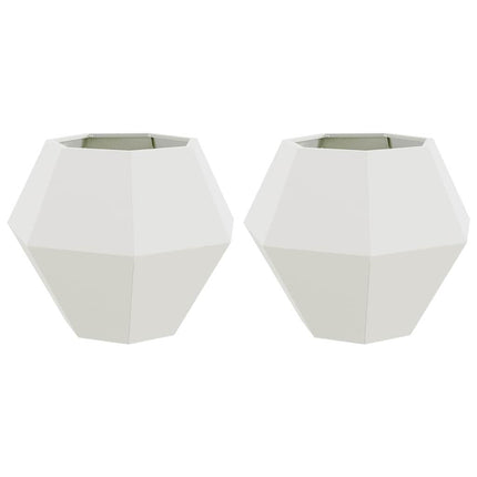 Planteringskärl 2 pcs Vit 75 x 75 x 60 cm Stål