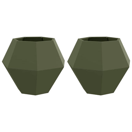 Planteringskärl 2 pcs Olivgrön 75 x 75 x 60 cm Stål