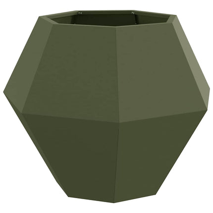 Planteringskärl 2 pcs Olivgrön 75 x 75 x 60 cm Stål