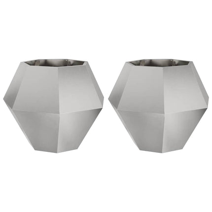 Planteringskärl 2 pcs Silver 75 x 75 x 60 cm Rostfritt stål