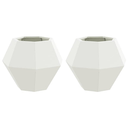 Planteringskärl 2 pcs Vit 50 x 50 x 40 cm Stål