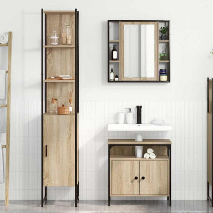 Badrumsmöbelset med hylla 3 pcs Sonoma-ek Konstruerat trä