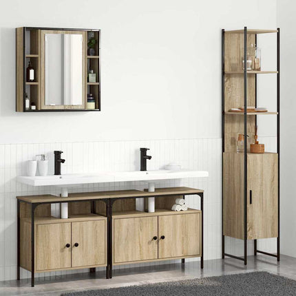 Badrumsmöbelset med hylla 4 pcs Sonoma-ek Konstruerat trä
