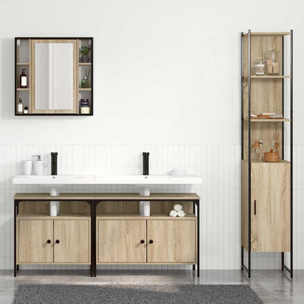 Badrumsmöbelset med hylla 4 pcs Sonoma-ek Konstruerat trä