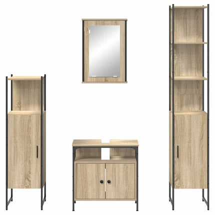Badrumsmöbelset med hylla 4 pcs Sonoma-ek Konstruerat trä