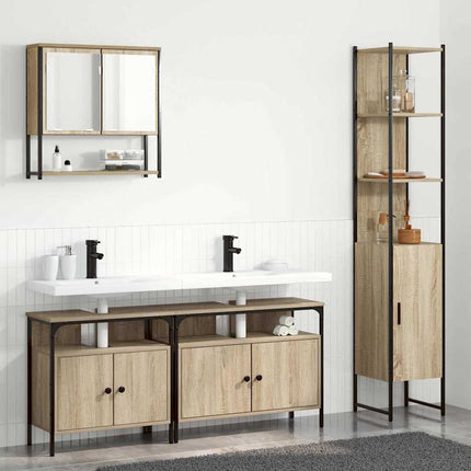 Badrumsmöbelset med hylla 4 pcs Sonoma-ek Konstruerat trä