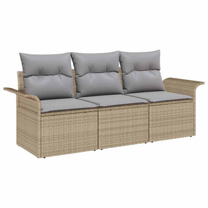 Trädgårdsoffset 3 st Beige Poly rattan