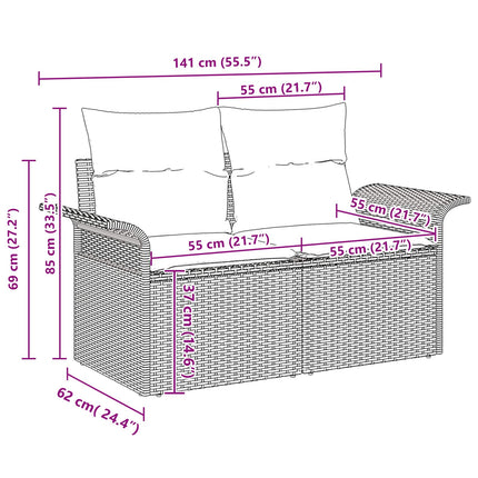 Trädgårdsoffset med kudde med lagring 3 pcs Grå Poly rattan