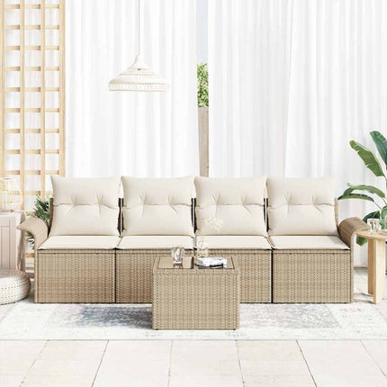 Trädgårdsoffset 5 pcs Beige och gräddfärgad konstrotting