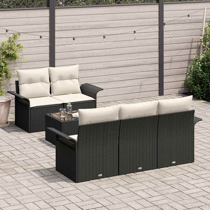 Trädgårdsoffset med kudde 6 pcs Svart och kräm 55 x 55 x 37 cm