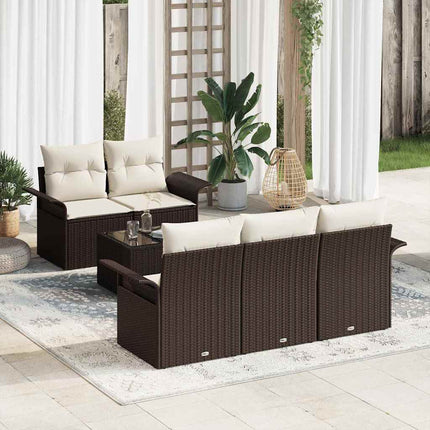 Trädgårdsoffset med kudde 6 pcs Brun och Kräm 55 x 55 x 37 cm