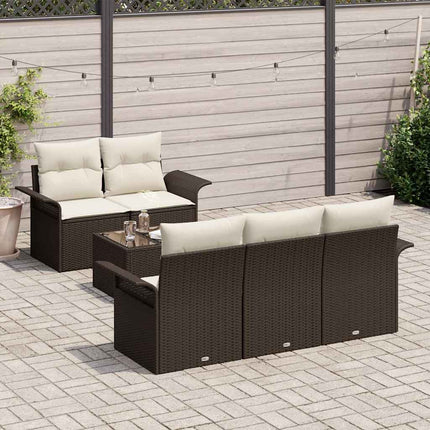Trädgårdsoffset med kudde 6 pcs Brun och Kräm 55 x 55 x 37 cm