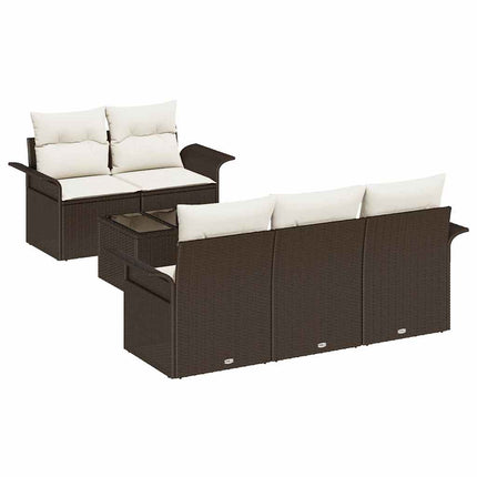 Trädgårdsoffset med kudde 6 pcs Brun och Kräm 55 x 55 x 37 cm