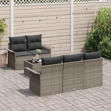 Trädgårdsoffset med kudde med lagring 6 pcs Grå 55 x 55 x 37 cm