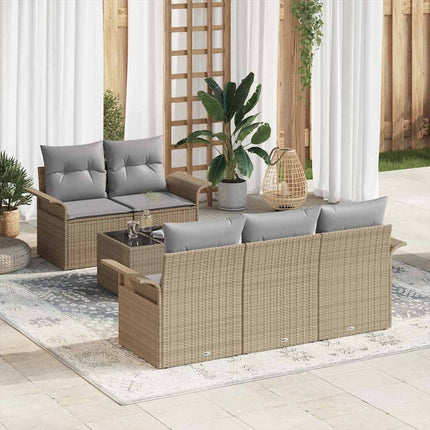 Trädgårdsoffset med kudde 6 pcs Beige och Grå 55 x 55 x 37 cm