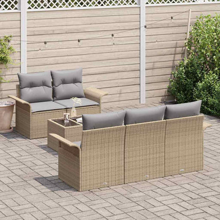 Trädgårdsoffset med kudde 6 pcs Beige och Grå 55 x 55 x 37 cm
