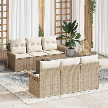 Trädgårdsoffset 7 pcs Beige och gräddfärgad konstrotting