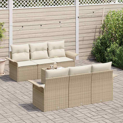 Trädgårdsoffset 7 pcs Beige och gräddfärgad konstrotting