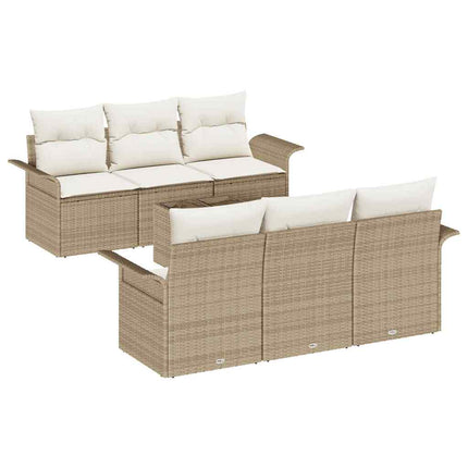 Trädgårdsoffset 7 pcs Beige och gräddfärgad konstrotting