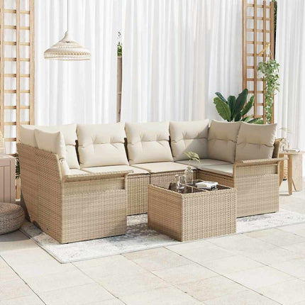 Trädgårdsoffset 7 pcs Beige och gräddfärgad 55 x 55 x 37 cm