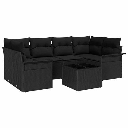Trädgårdsoffset 7 pcs Svart 55 x 55 x 37 cm konstrotting