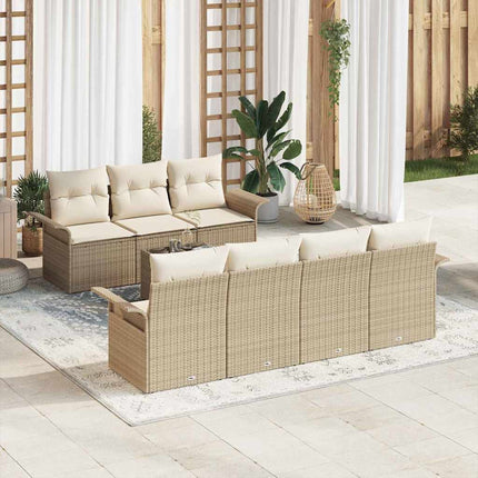 Trädgårdsoffset 8 pcs Beige och gräddfärgad konstrotting