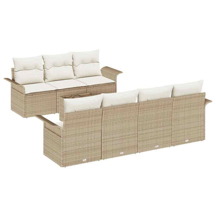 Trädgårdsoffset 8 pcs Beige och gräddfärgad konstrotting