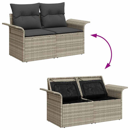 Trädgårdsoffset med kudde 5 pcs Ljusgrå konstrotting
