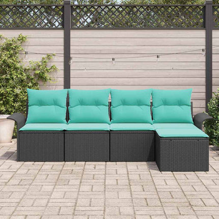Trädgårdsoffset med lagring 5 pcs Svart konstrotting