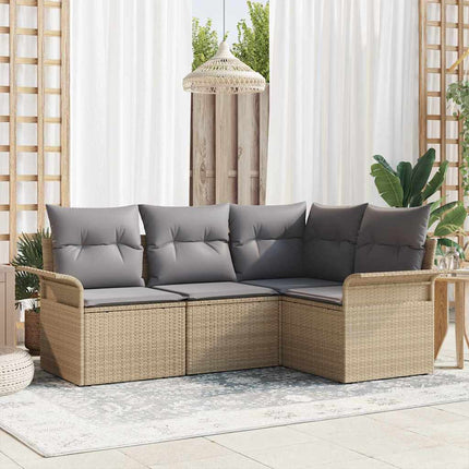 Trädgårdsoffset med lagring 4 pcs Beige konstrotting