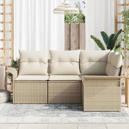 Trädgårdsoffset med lagring 4 pcs Beige konstrotting