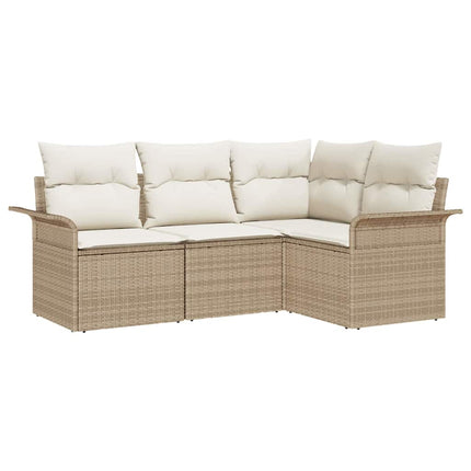 Trädgårdsoffset med lagring 4 pcs Beige konstrotting