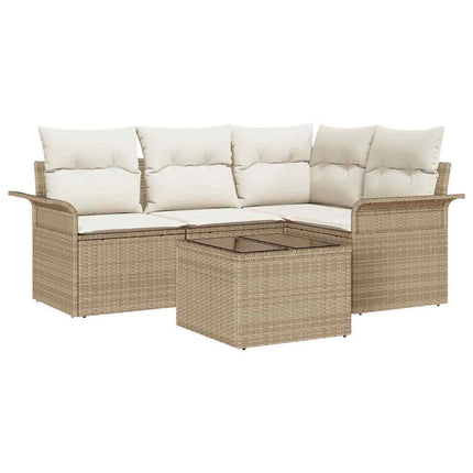 Trädgårdsoffset med lagring 5 pcs Beige konstrotting
