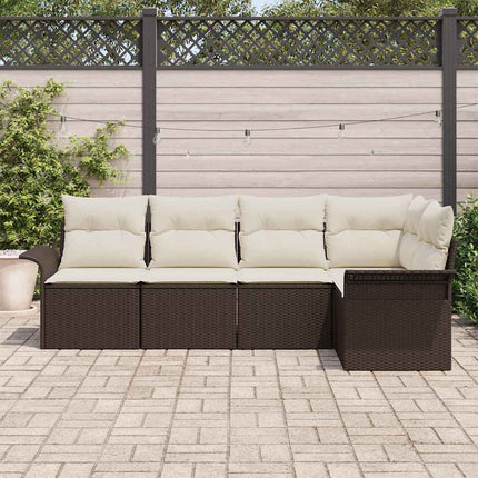 Trädgårdsoffset med lagring 5 pcs Brun konstrotting