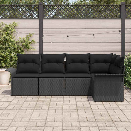 Trädgårdsoffset med lagring 5 pcs Svart konstrotting