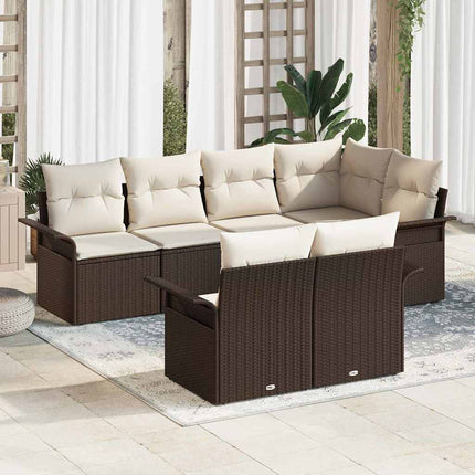 Trädgårdsoffset 7 st Brun Poly rattan