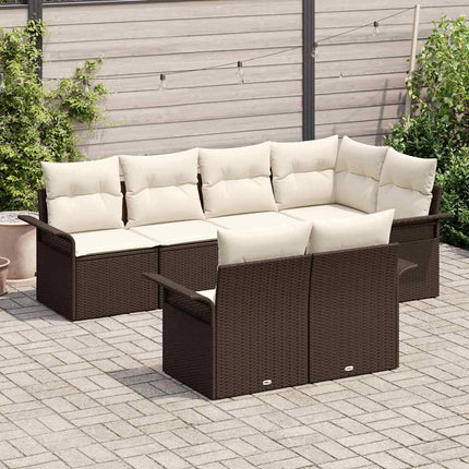 Trädgårdsoffset 7 st Brun Poly rattan