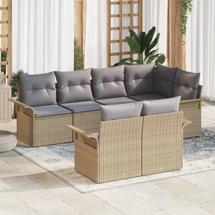 Trädgårdsoffset 7 st Beige Poly rattan