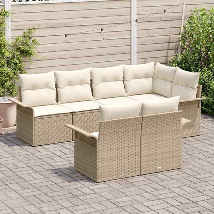 Trädgårdsoffset 7 st Beige Poly rattan