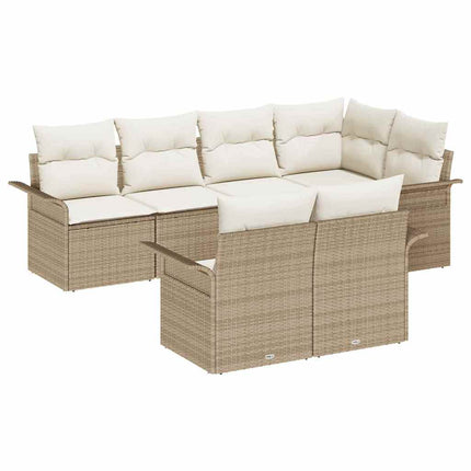 Trädgårdsoffset 7 st Beige Poly rattan