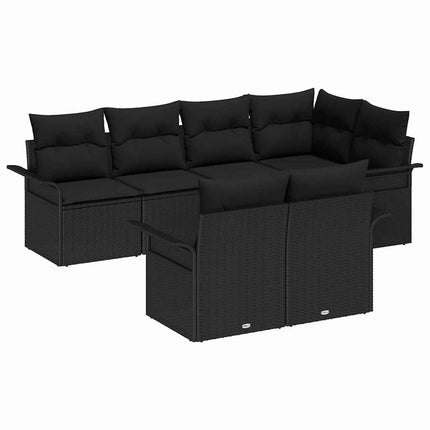 Trädgårdsoffset 7 st Svart Poly rattan