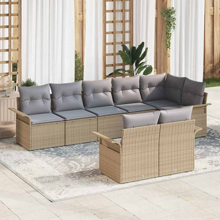 Trädgårdsoffset med lagring 8 pcs Beige konstrotting