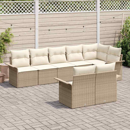 Trädgårdsoffset med lagring 8 pcs Beige konstrotting