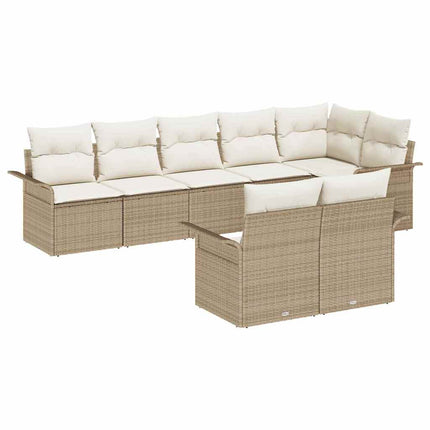 Trädgårdsoffset med lagring 8 pcs Beige konstrotting